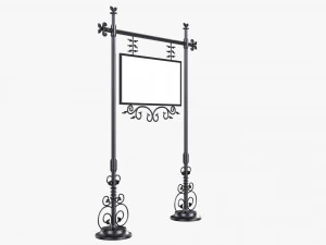 Forged Column With Hanging Board 07 3D Model