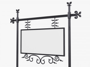 Forged Column With Hanging Board 07 3D Модель