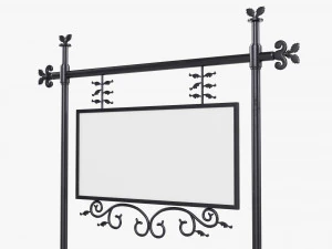 Forged Column With Hanging Board 07 3D Model