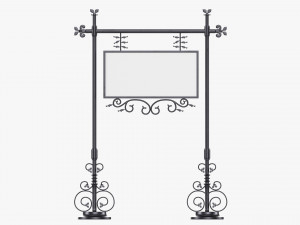 Forged Column With Hanging Board 07 3D Модель