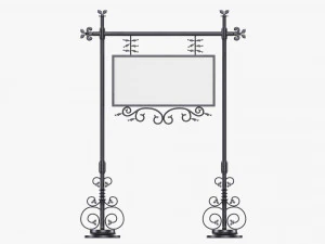 Forged Column With Hanging Board 07 3D Model