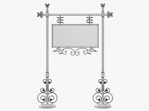 Forged Column With Hanging Board 07 3D Модель