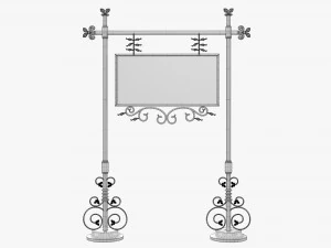 Forged Column With Hanging Board 07 3D Model