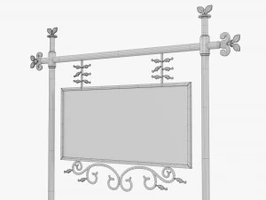 Forged Column With Hanging Board 07 3D Model