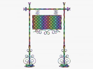 Forged Column With Hanging Board 07 3D Model