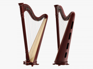 Harp 40-String 01 3D Model