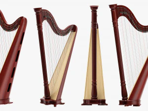 Harfe 40-saitig 01 3D Modell