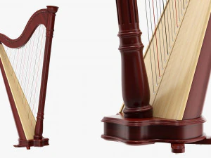 Harfe 40-saitig 01 3D Modell