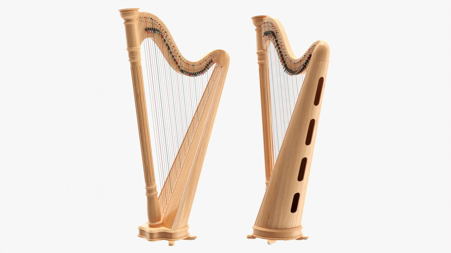 Harp 40-String 02 3D Model .c4d .max .obj .3ds .fbx .stl .blend 