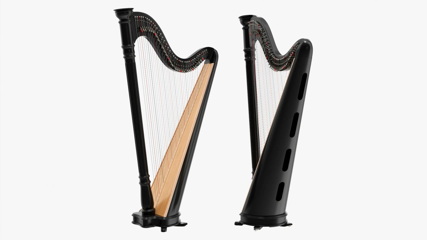 Harp 40-String 03 3D Model .c4d .max .obj .3ds .fbx .stl .blend 