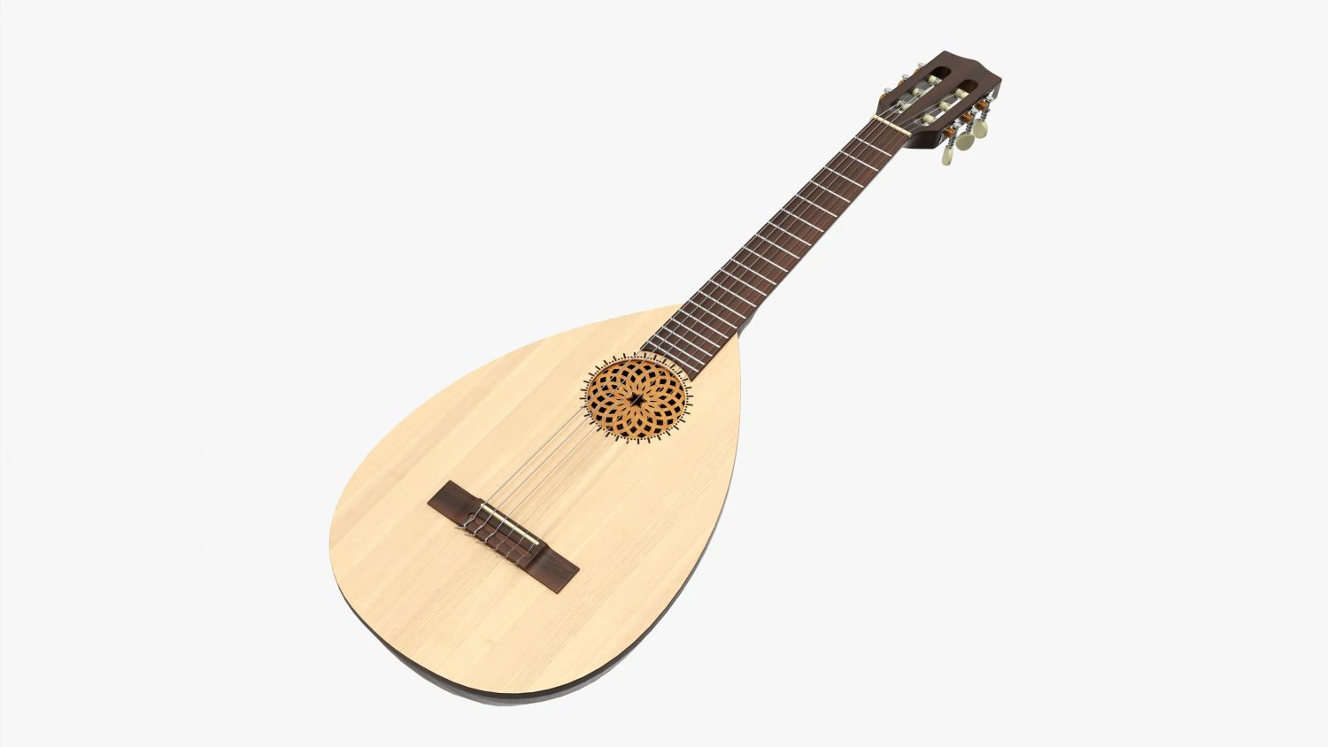 Lute String Instrument 3D Model .c4d .max .obj .3ds .fbx .stl .blend 