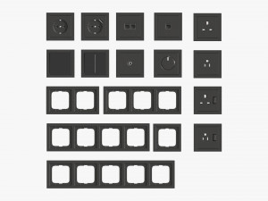Outlet Frame Set EU US UK Black 3D Модель