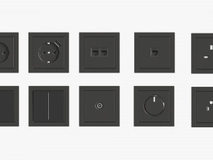 Outlet Frame Set EU US UK Black 3D Модель
