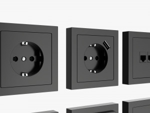 Outlet Frame Set EU US UK Black 3D Модель