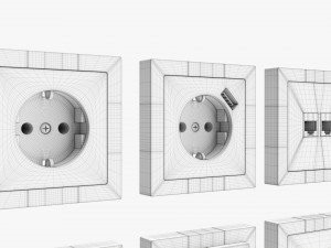 Outlet Frame Set EU US UK Black 3D Модель