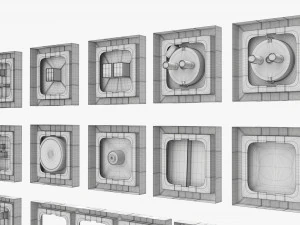 Conjunto de molduras de sa&iacute;da UE EUA Reino Unido Preto Modelo 3D