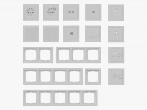 Ensemble de cadres de sortie EU US UK blanc Modèle 3D