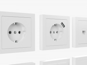 Outlet Frame Set EU US UK White 3D Model