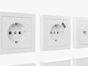 Outlet Frame Set EU US UK White 3D Model