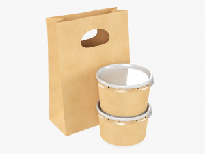 Takeaway Paper Bag And Containers Modelo 3D