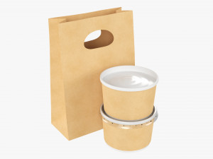Takeaway Paper Bag And Containers 3D Model