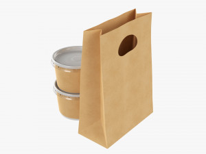 Takeaway Paper Bag And Containers 3D Model