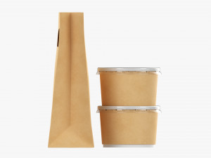 Takeaway Paper Bag And Containers 3D Model