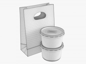 Takeaway Paper Bag And Containers 3D Model