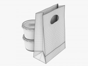 Takeaway Paper Bag And Containers 3D Model
