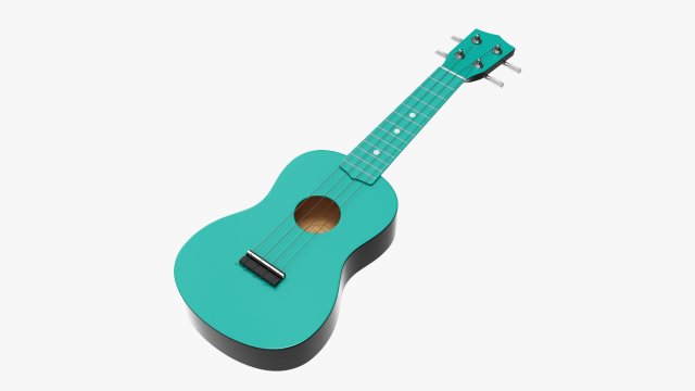 Ukulele Guitar Light Blue 3D Model .c4d .max .obj .3ds .fbx .lwo .lw .lws