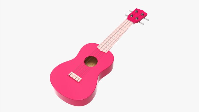 Ukulele Guitar Pink 3D Model .c4d .max .obj .3ds .fbx .lwo .lw .lws