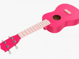 Guitarra Ukulele Rosa Modelo 3D