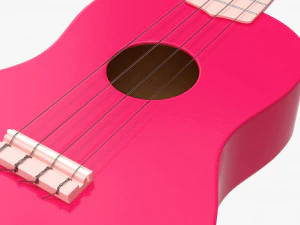 Guitarra Ukulele Rosa Modelo 3D