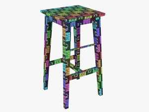 Wooden Bar Stool 3Dモデル