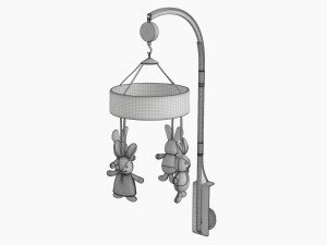 Baby Cot Side Musical Toy Carousel 3D Model