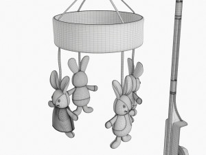 Baby Cot Side Musical Toy Carousel 3D Model