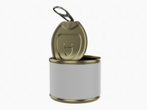 Canned Food Round Tin Metal Aluminum Can 016 Open 3D Model