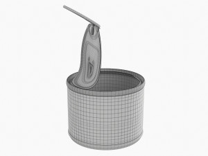Canned Food Round Tin Metal Aluminum Can 016 Open 3D Model