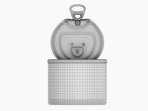 Canned Food Round Tin Metal Aluminum Can 016 Open 3D Model