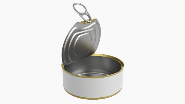 Canned Food Round Tin Metal Aluminium Can 017 Open 3D Model .c4d .max .obj .3ds .fbx .stl .blend 