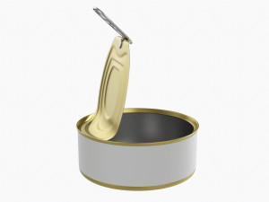 Canned Food Round Tin Metal Aluminium Can 017 Open 3D Model