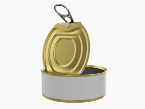 Canned Food Round Tin Metal Aluminium Can 017 Open 3D Model