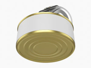 Canned Food Round Tin Metal Aluminium Can 017 Open 3D Model