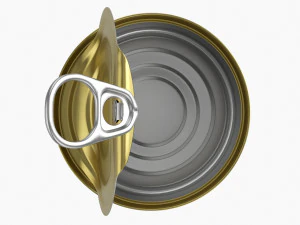 Canned Food Round Tin Metal Aluminium Can 017 Open 3D Model