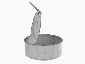 Canned Food Round Tin Metal Aluminium Can 017 Open 3D Model