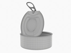 Canned Food Round Tin Metal Aluminium Can 017 Open 3D Model