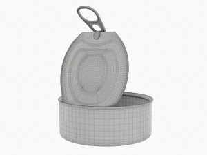 Canned Food Round Tin Metal Aluminium Can 017 Open 3D Model