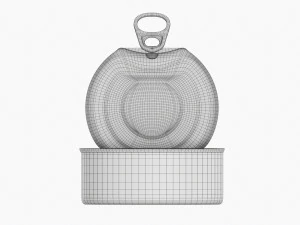 Canned Food Round Tin Metal Aluminium Can 017 Open 3D Model