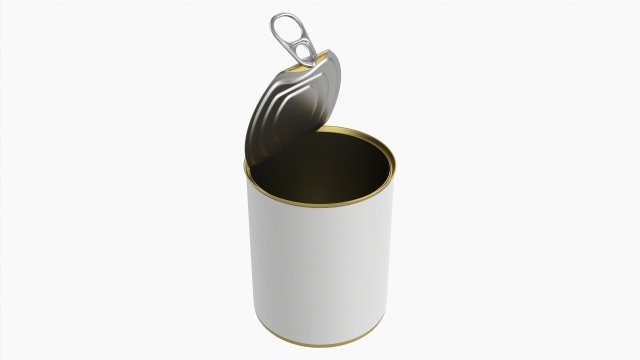 Canned Food Round Tin Metal Aluminum Can 019 Open 3D-Modell .c4d .max .obj .3ds .fbx .stl .blend 
