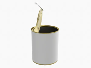 Canned Food Round Tin Metal Aluminum Can 019 Open 3D Model